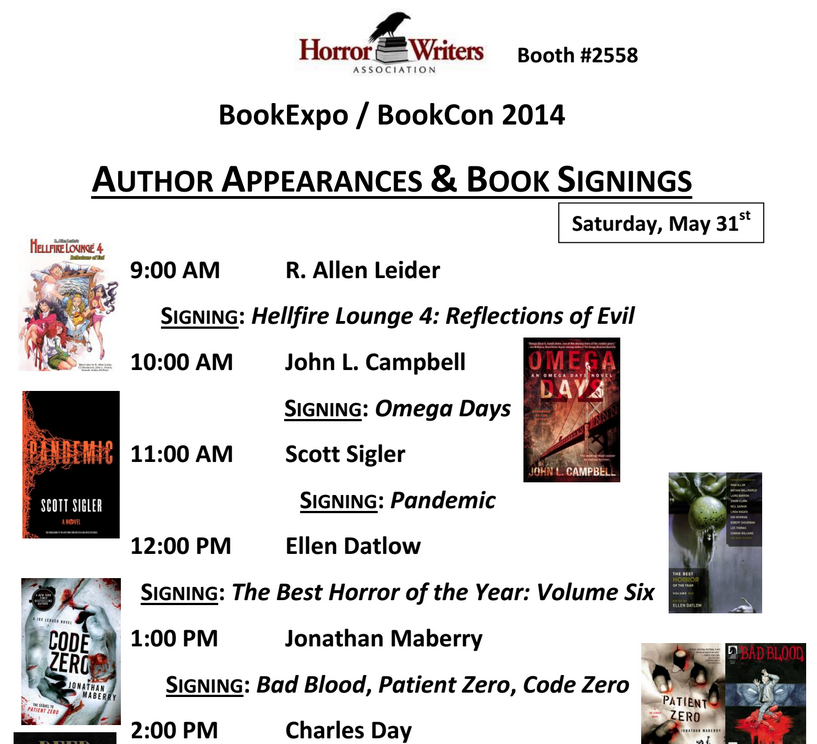 NY Book Expo Schedule for 5/31/14